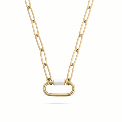 18K Gold Carabiner Necklace – Colorful Enamel Pendant | Adjustable Chain Jewelry