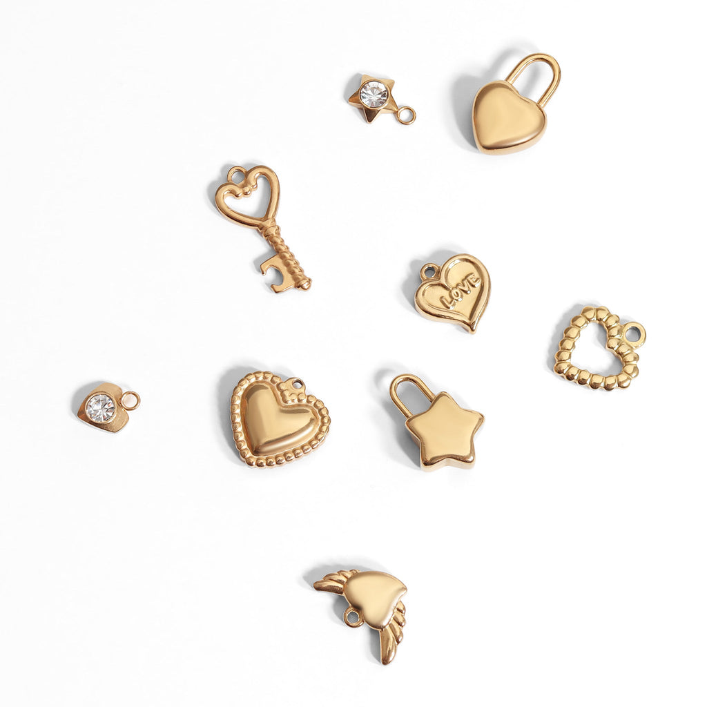 Heart Padlock Charm – 18K Gold PVD Coated Stainless Steel Hypoallergenic Jewelry