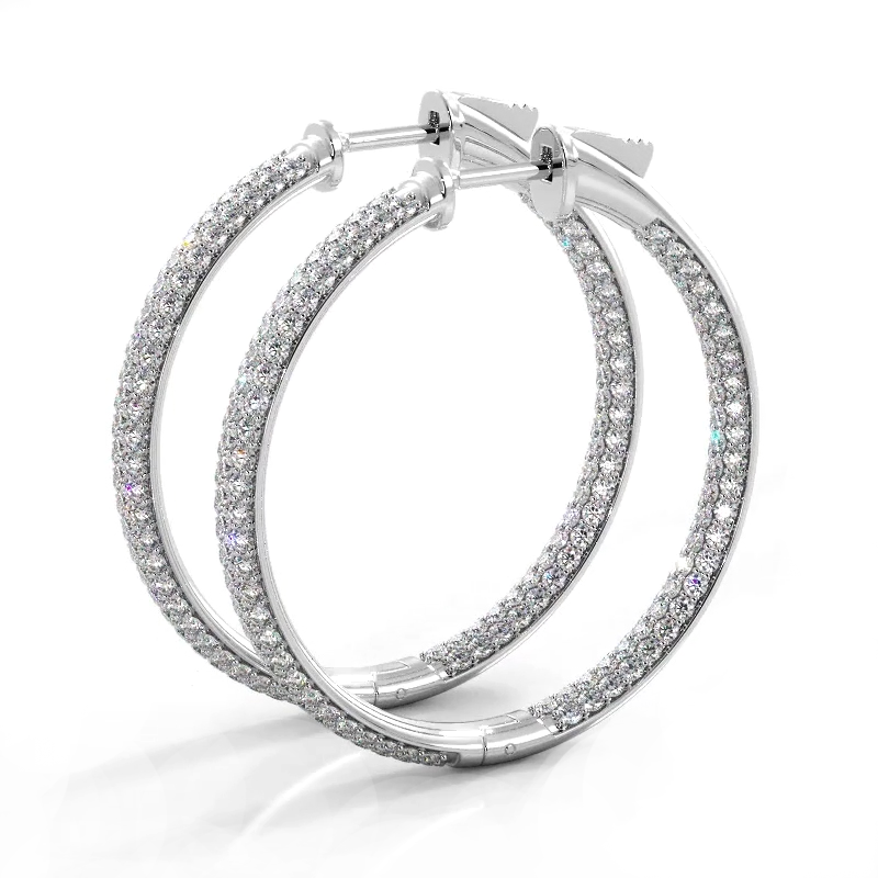 Moissanite Hoop Earrings – 2.5 CTW Triple Row Hoops With Vault Lock Clasp
