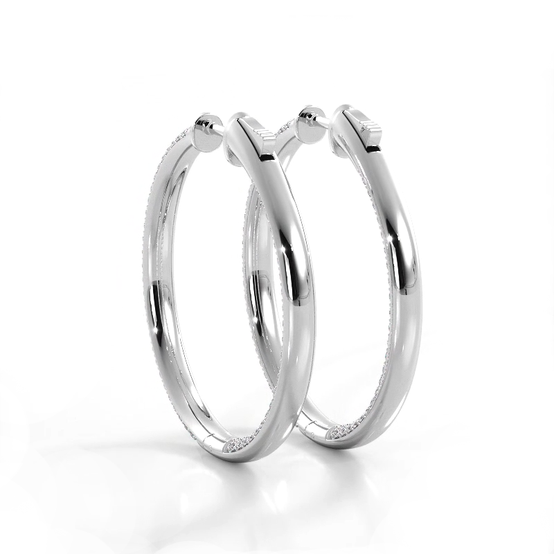 Moissanite Hoop Earrings – 2.5 CTW Triple Row Hoops With Vault Lock Clasp