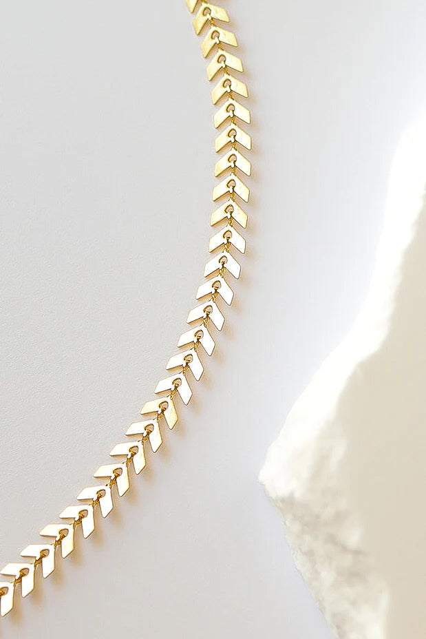 18K Gold PVD Stainless Steel Chevron Chain Necklace