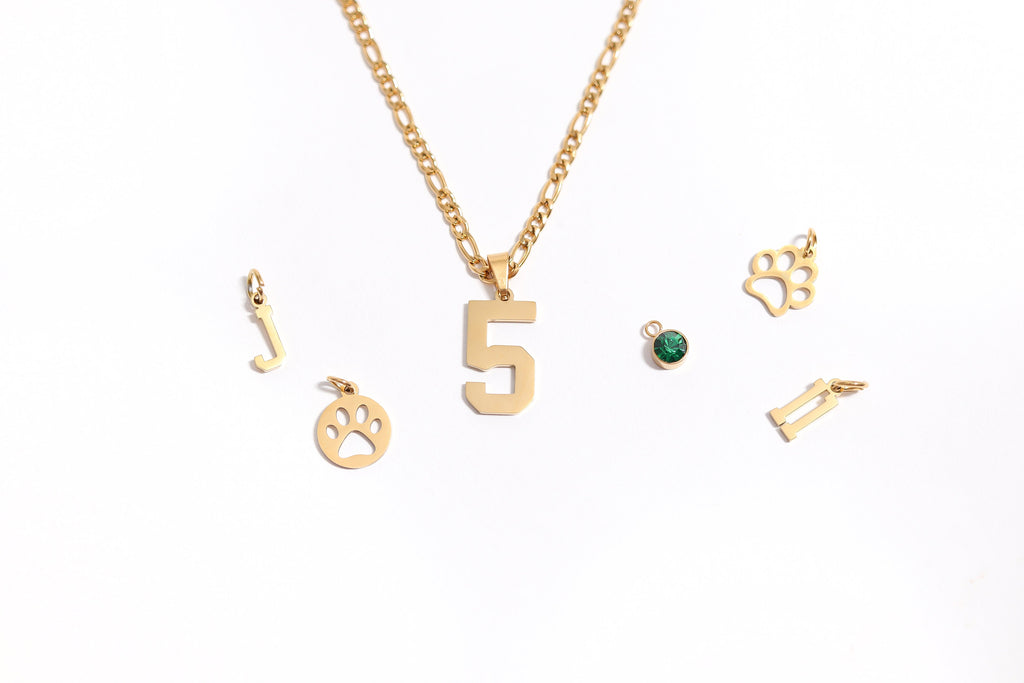18K Gold Number Pendant – Stylish Athlete Accessory | Scratch Resistant Stainless Steel