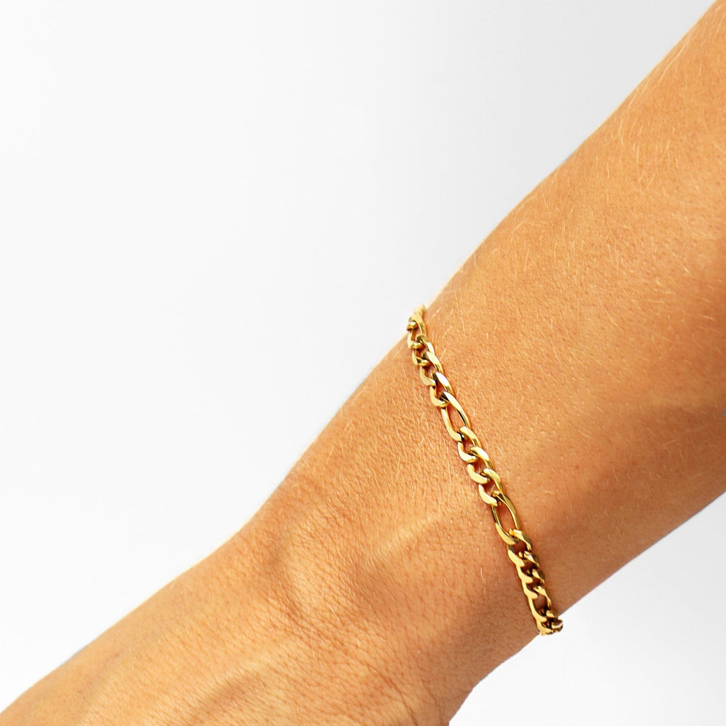 Figaro Chain Bracelet – Adjustable Gold Chain with PVD Coating & Lobster Clasp