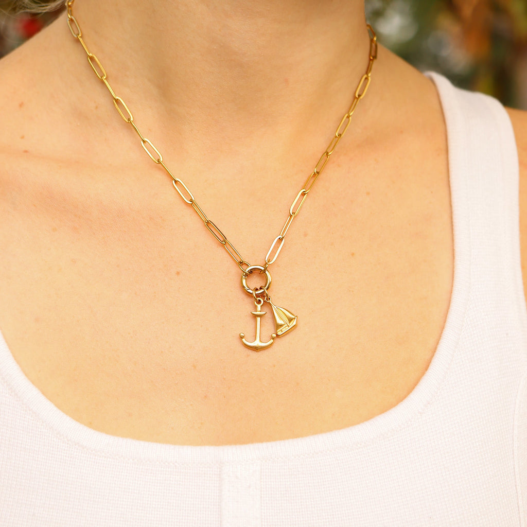 Paperclip Charm Keeper Necklace Lifestyle