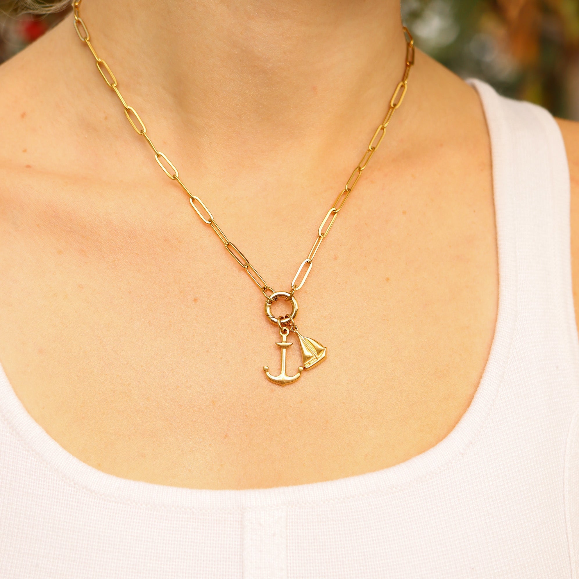 Paperclip Charm Keeper Necklace Lifestyle