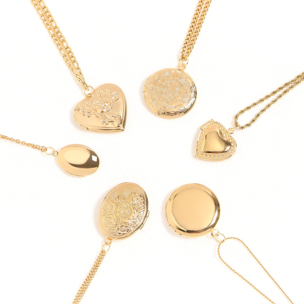 18K Gold Heart Locket – Sparkling Stone Photo Keepsake | Stainless Steel Jewelry