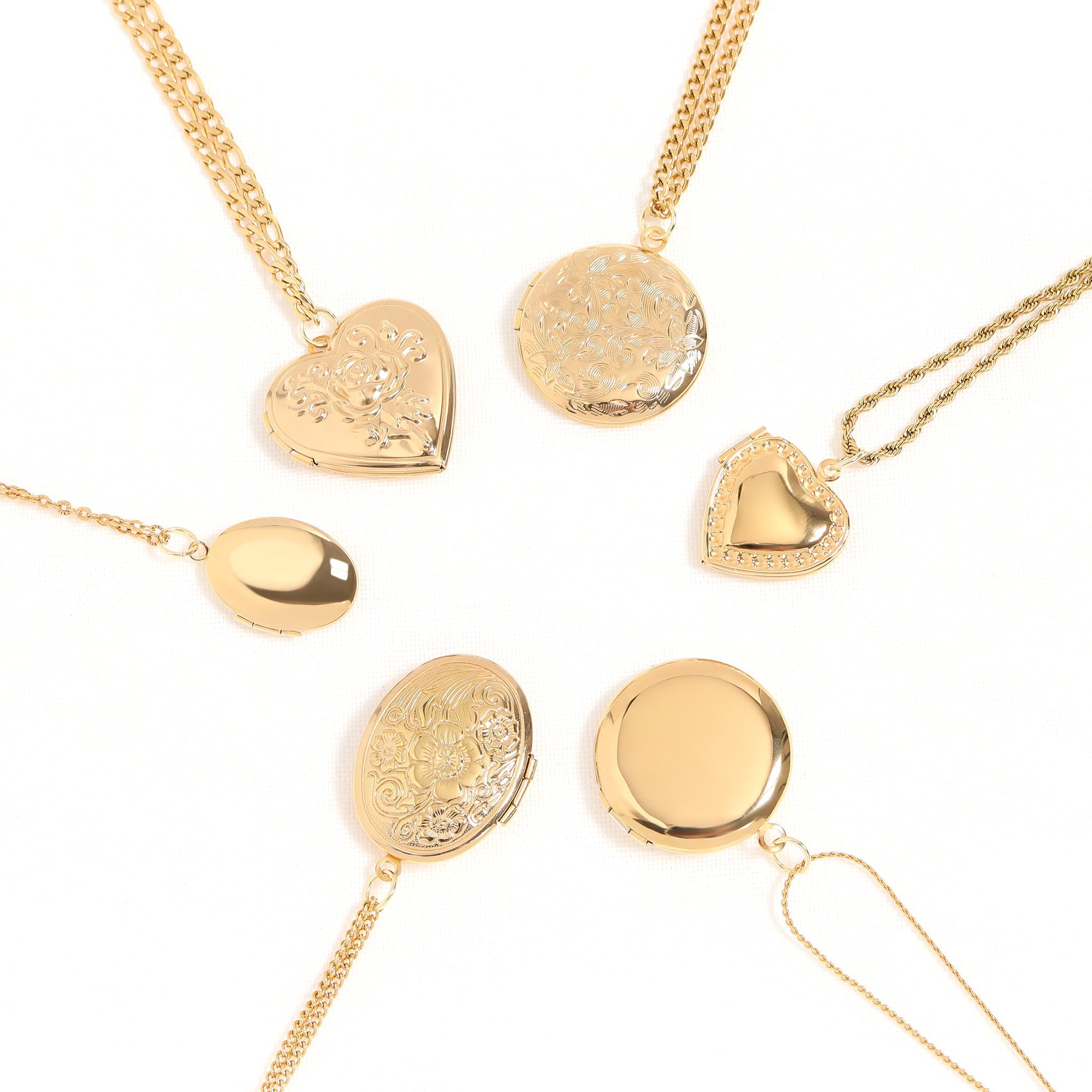 Gold Floral Locket – 18K Gold Jewelry | Round Keepsake Pendant, Hypoallergenic Charm