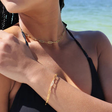 18K Gold PVD Stainless Steel Paperclip Chain Bracelet