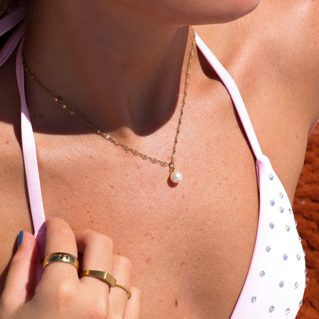 Glass Pearl Charms – Durable 8mm Hypoallergenic Jewelry With Gold Hoop Accent