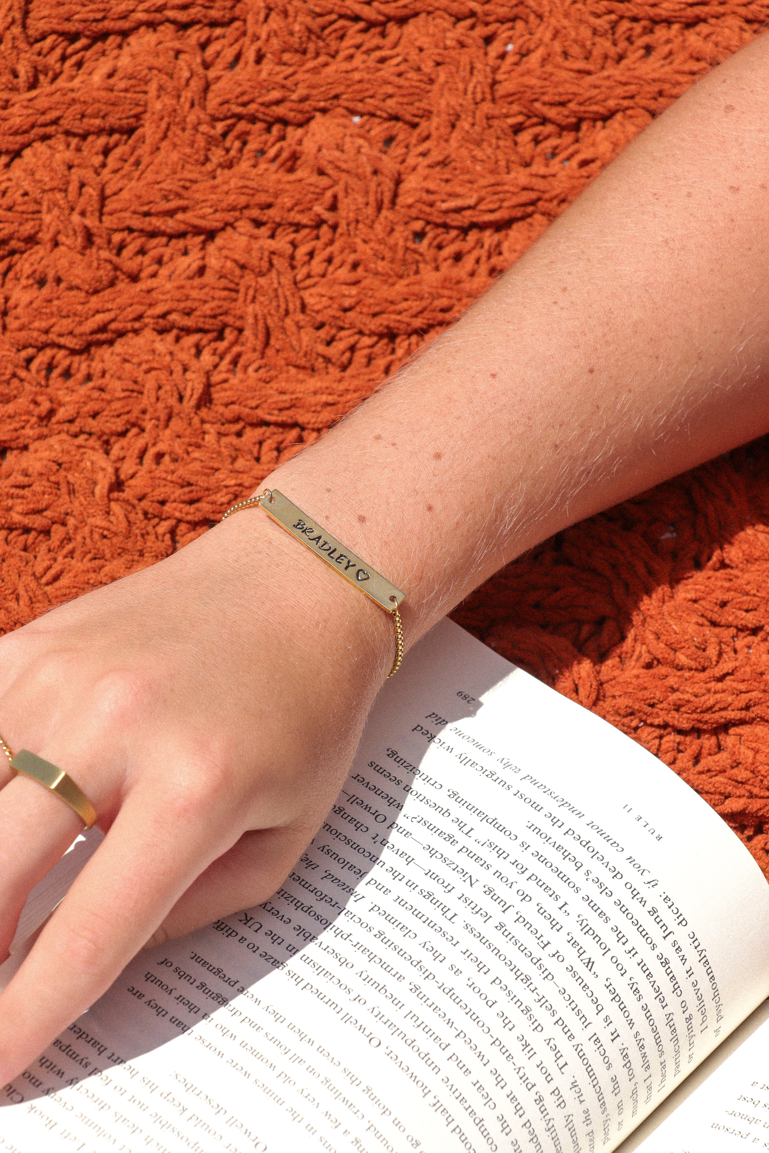 Gold Adjustable Bar Bracelet – 18K Gold PVD Stainless Steel Flat Adjustable Band