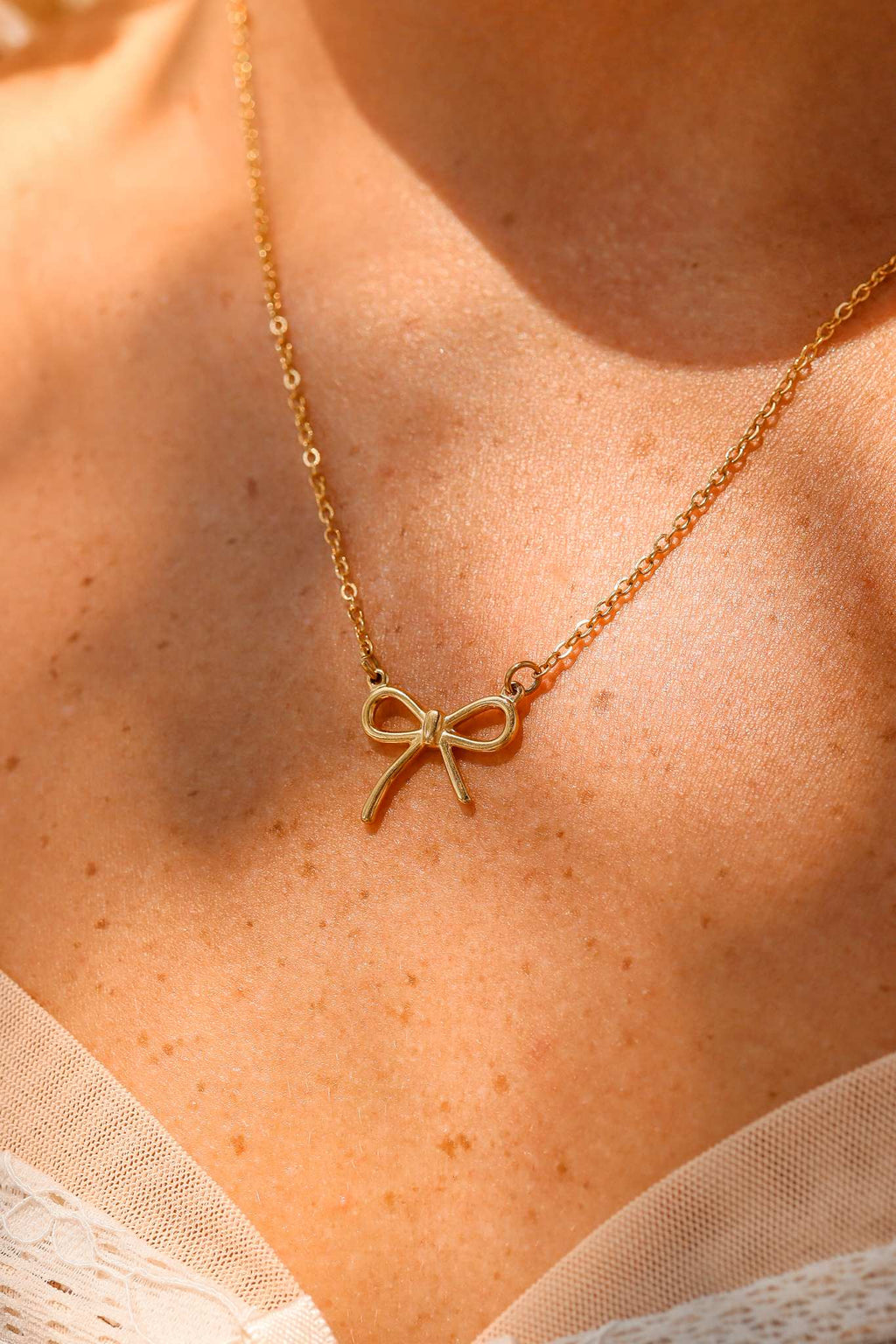 Gold Bow Connector Charm – 18K Gold Plated Stainless Steel Pendant Connector