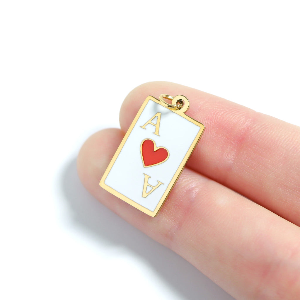 Ace of Hearts Pendant – 18K Gold Playing Card Charm | Waterproof Stainless Steel Jewelry