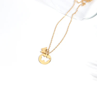 18K Gold PVD Stainless Steel Butterfly Cutout Necklace