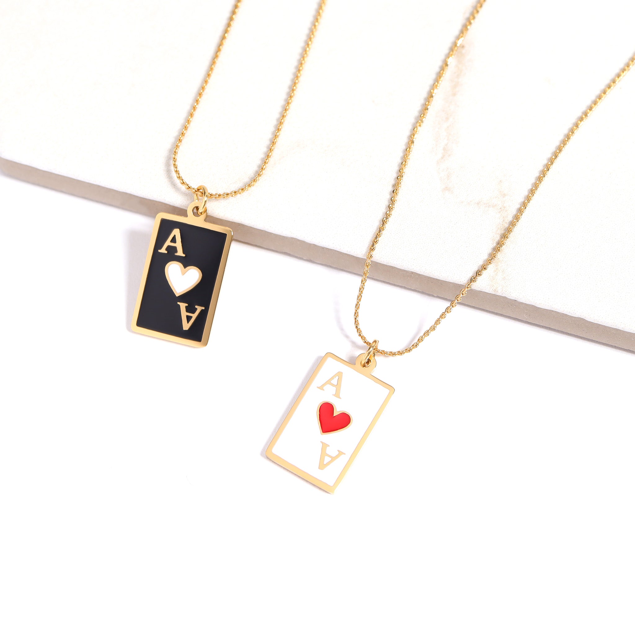 Ace of Hearts Pendant – 18K Gold Playing Card Charm | Waterproof Stainless Steel Jewelry