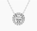 Lab Grown Diamond Necklace – 2 Carat Halo Pendant | 14kt White Gold Chain