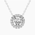 Lab Grown Diamond Necklace – 1.25 Carat Center Diamond Halo Pendant in 14kt White Gold