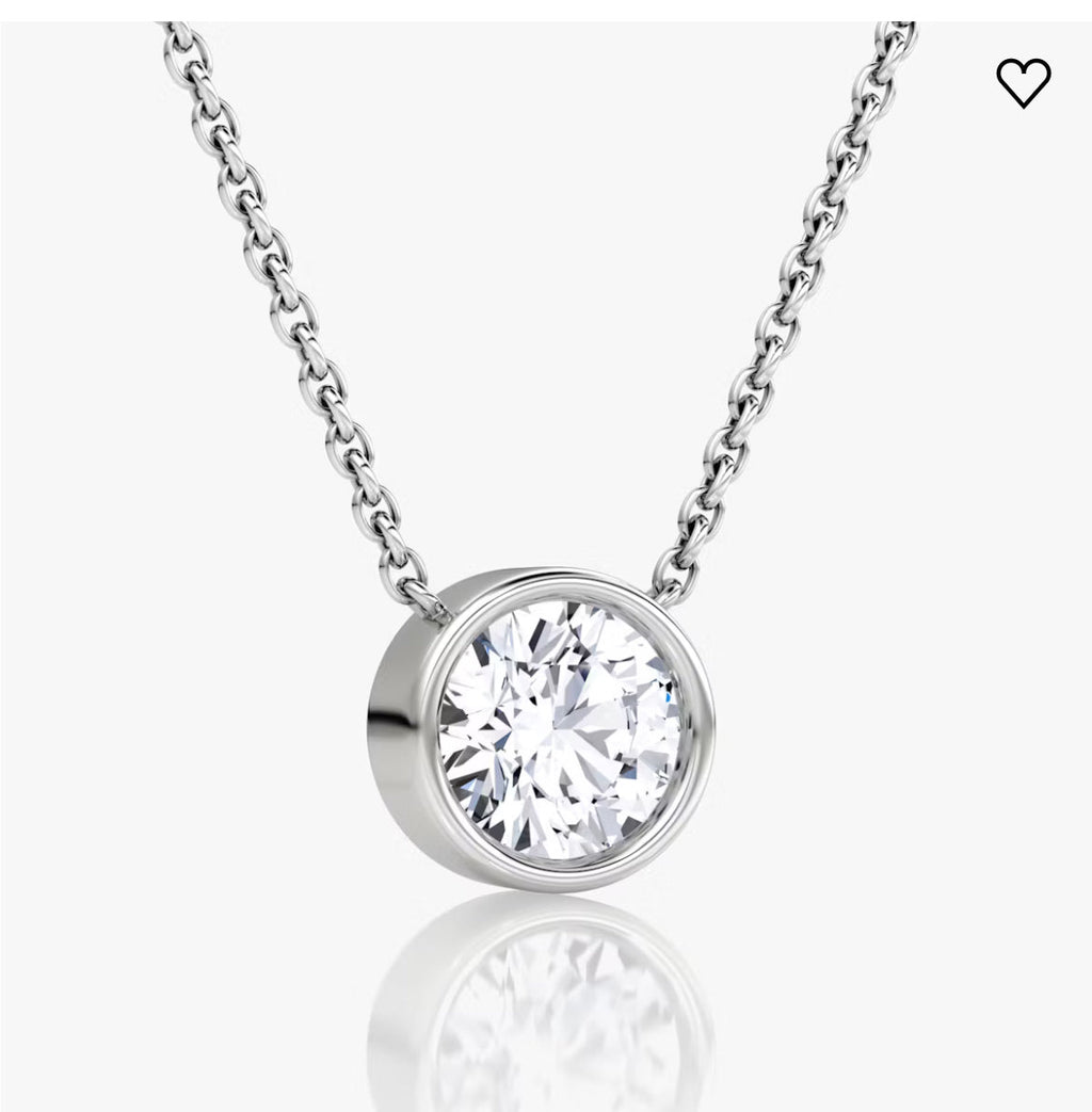 Lab Grown Diamond Pendant – 1 Carat Bezel Set Pendant | AGI Certified Necklace