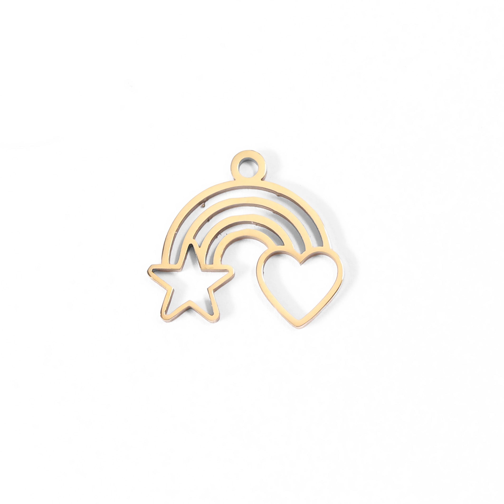 Gold Heart Star Charm – 18K Gold PVD Coated Stainless Steel Pendant for Bracelets