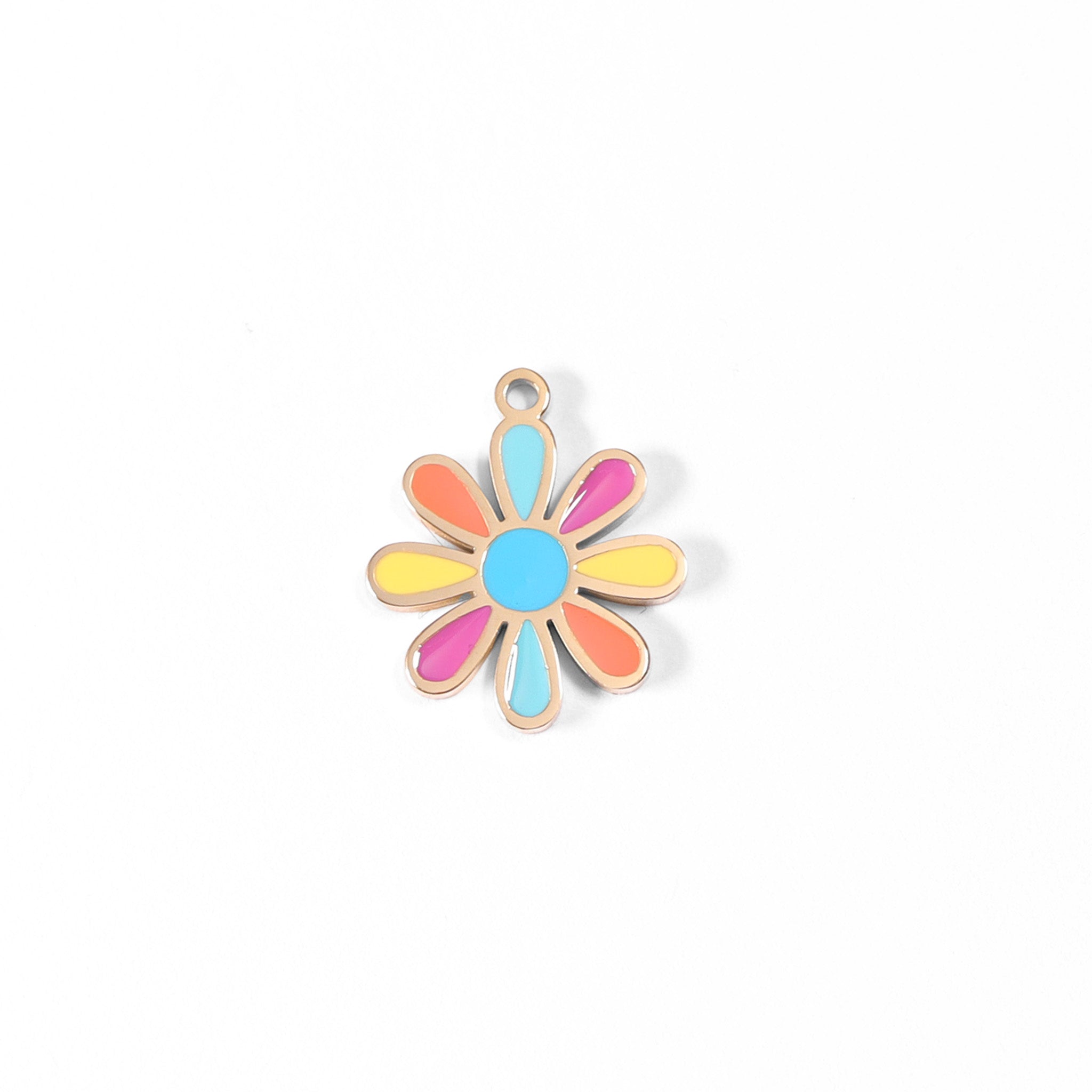 Gold Flower Charm – 18K Gold PVD Coated Multi-Colored Stainless Steel Pendant