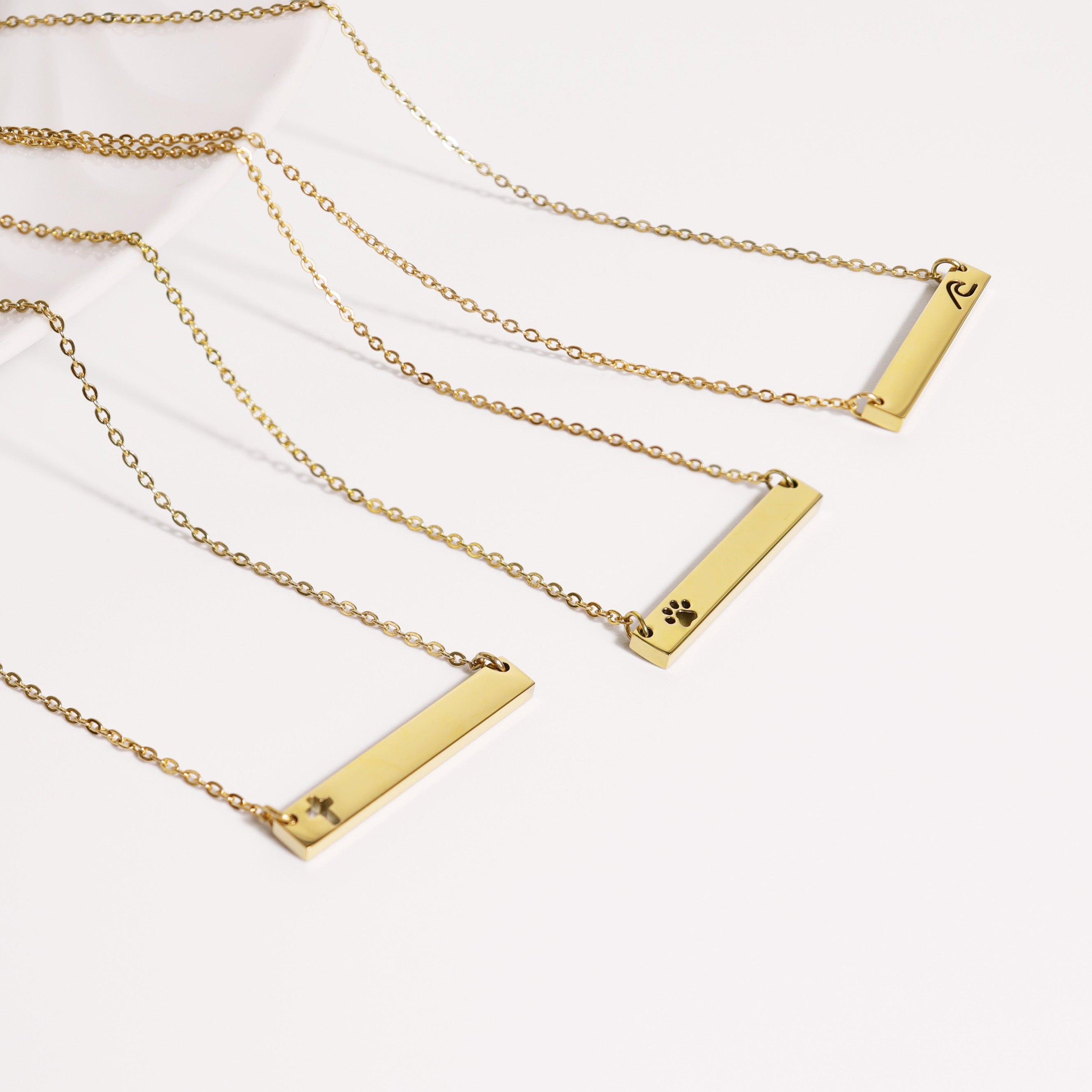 Stainless Steel Cutout Cross Blank Bar Necklace