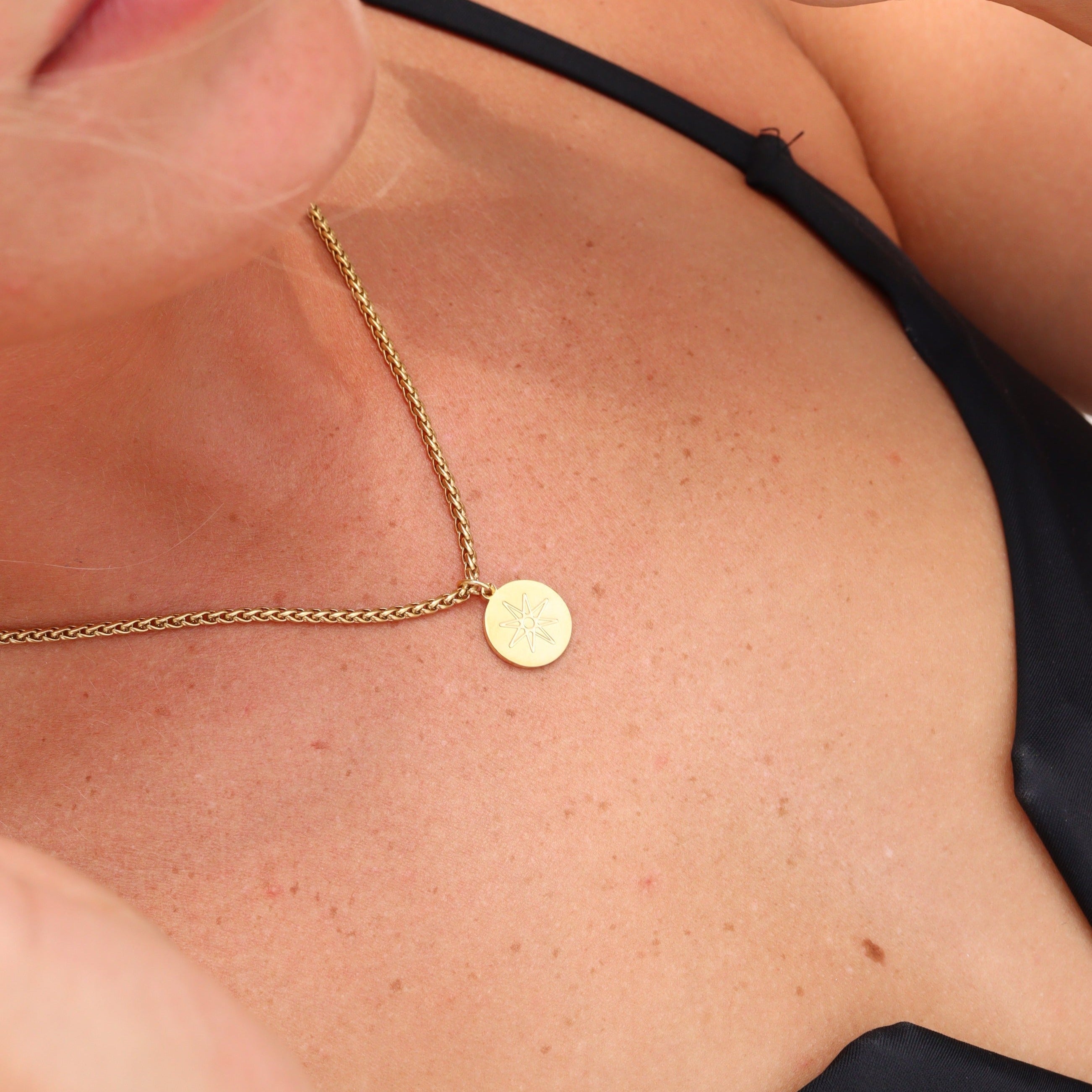 18K Gold Charm – Stainless Steel Atomic Circle Pendant | Waterproof Hypoallergenic Jewelry