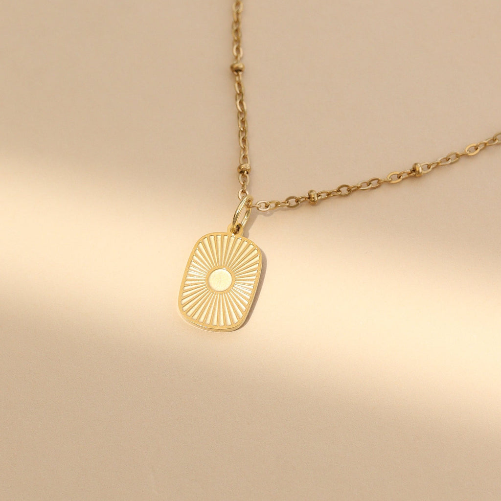 Sunburst Medallion Charm – 18K Gold PVD Stainless Steel Pendant Accent