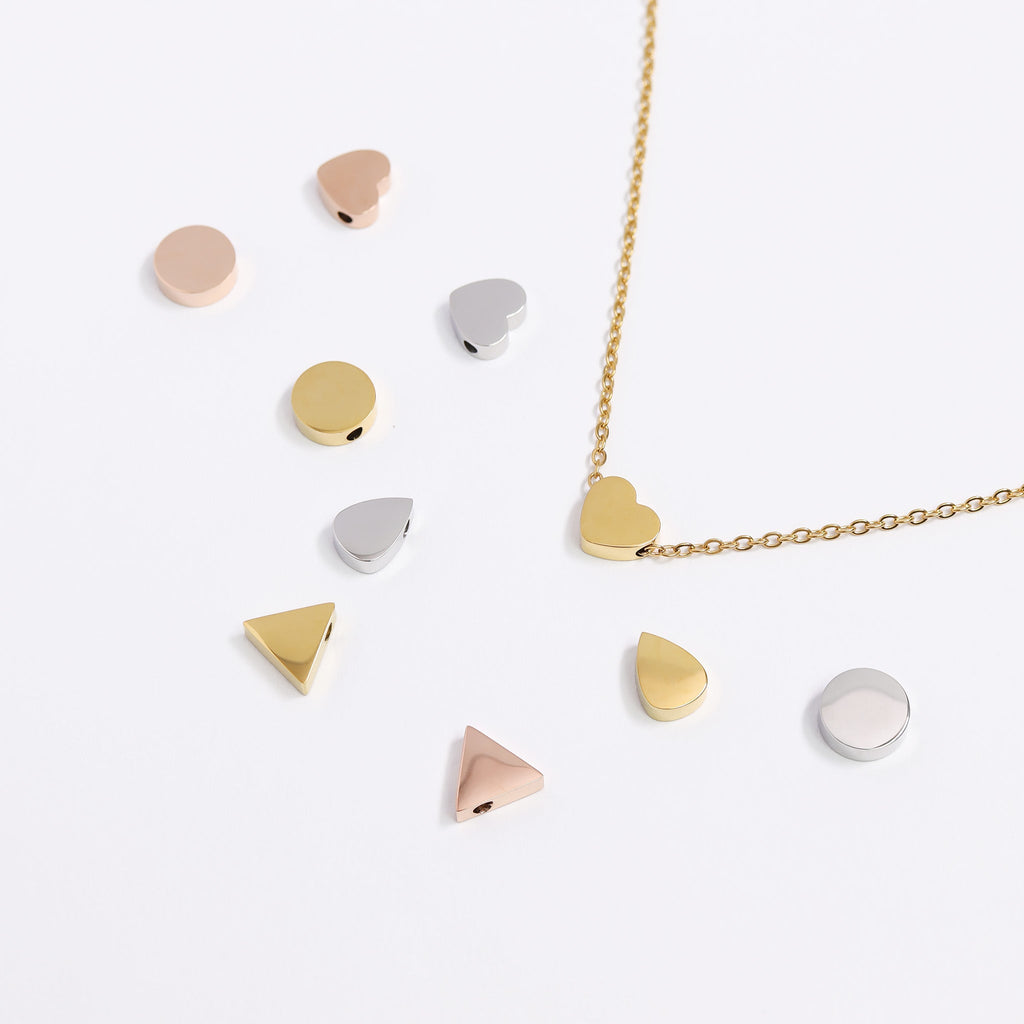 Mini Triangle Pendant – Gold Stainless Steel Charm | Engraved Necklace Accessory