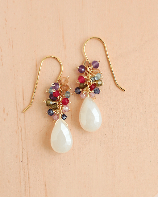 Rainbow Fringe Necklace – 14k Gold Plated Jewelry Kit With Gemstone Cluster Earrings