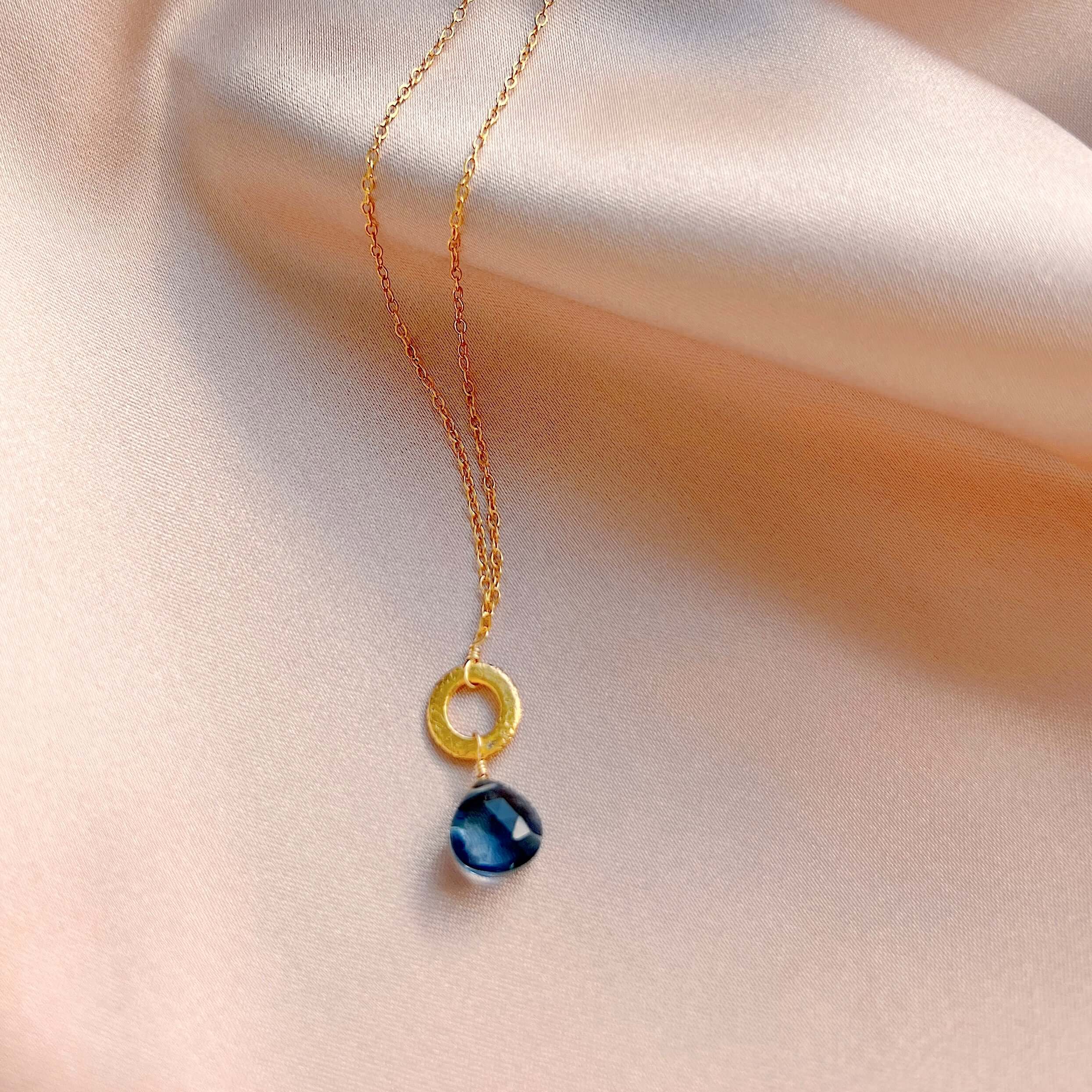 Aquamarine Quartz Necklace – Mini Layering Necklace With 14K Gold Plated Silver