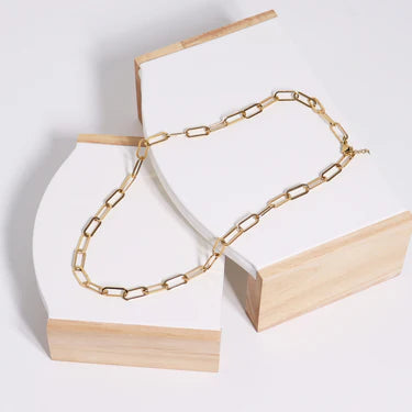 18K Gold PVD Stainless Steel Paperclip Chain Necklace