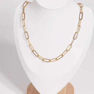 18K Gold PVD Stainless Steel Paperclip Chain Necklace