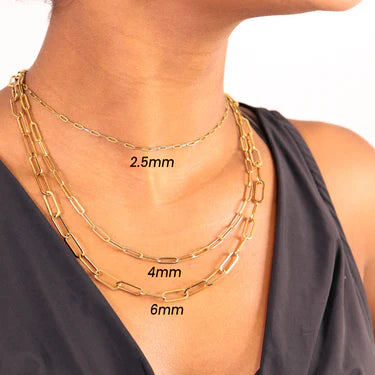 18K Gold PVD Stainless Steel Paperclip Chain Necklace