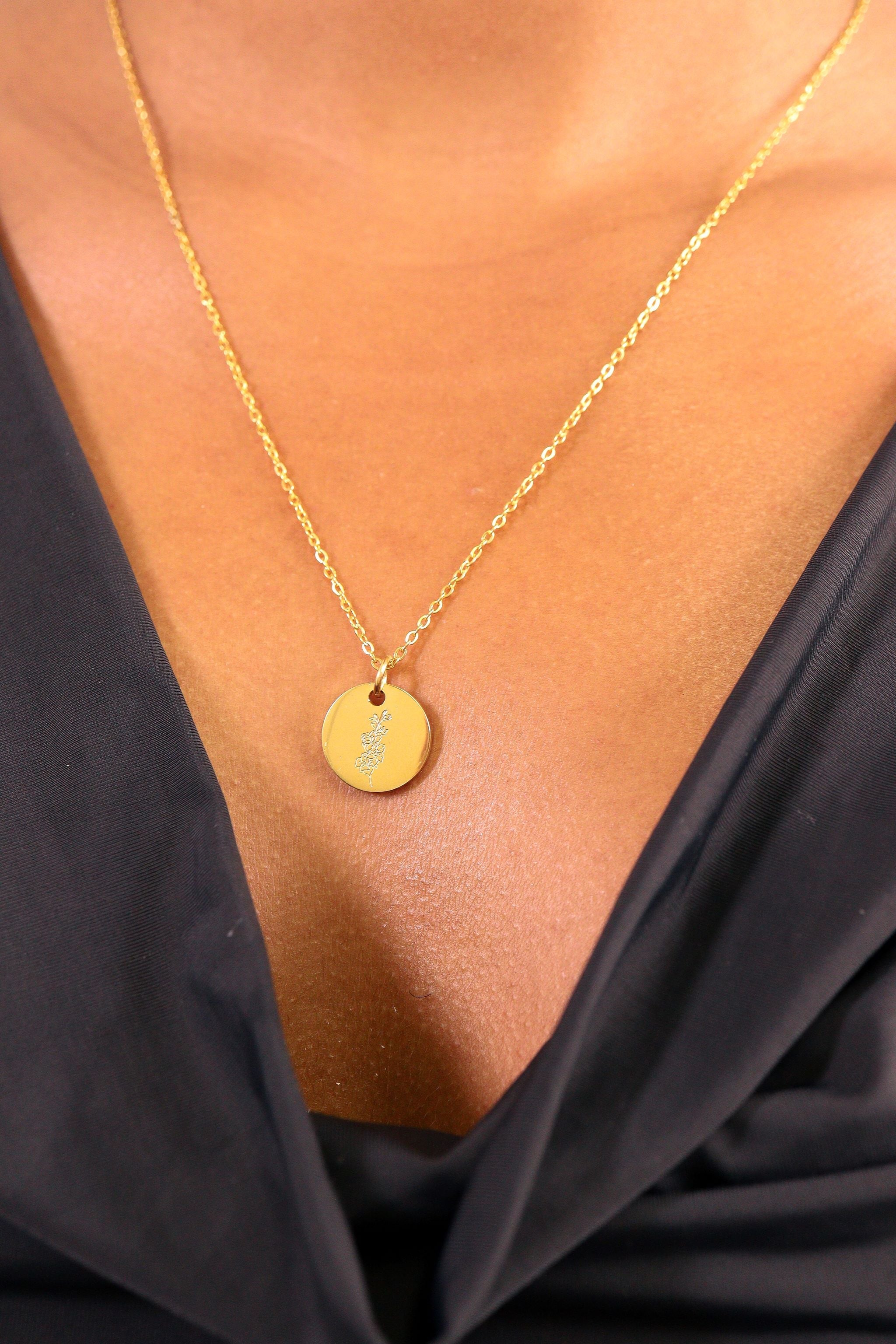 Birth Flower Charm – Personalized Gold Charm Pendant | Hypoallergenic Stainless Steel Jewelry