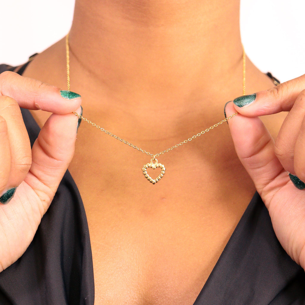 18K Gold Heart Charm – Textured Stainless Steel Pendant for Bracelets & Necklaces