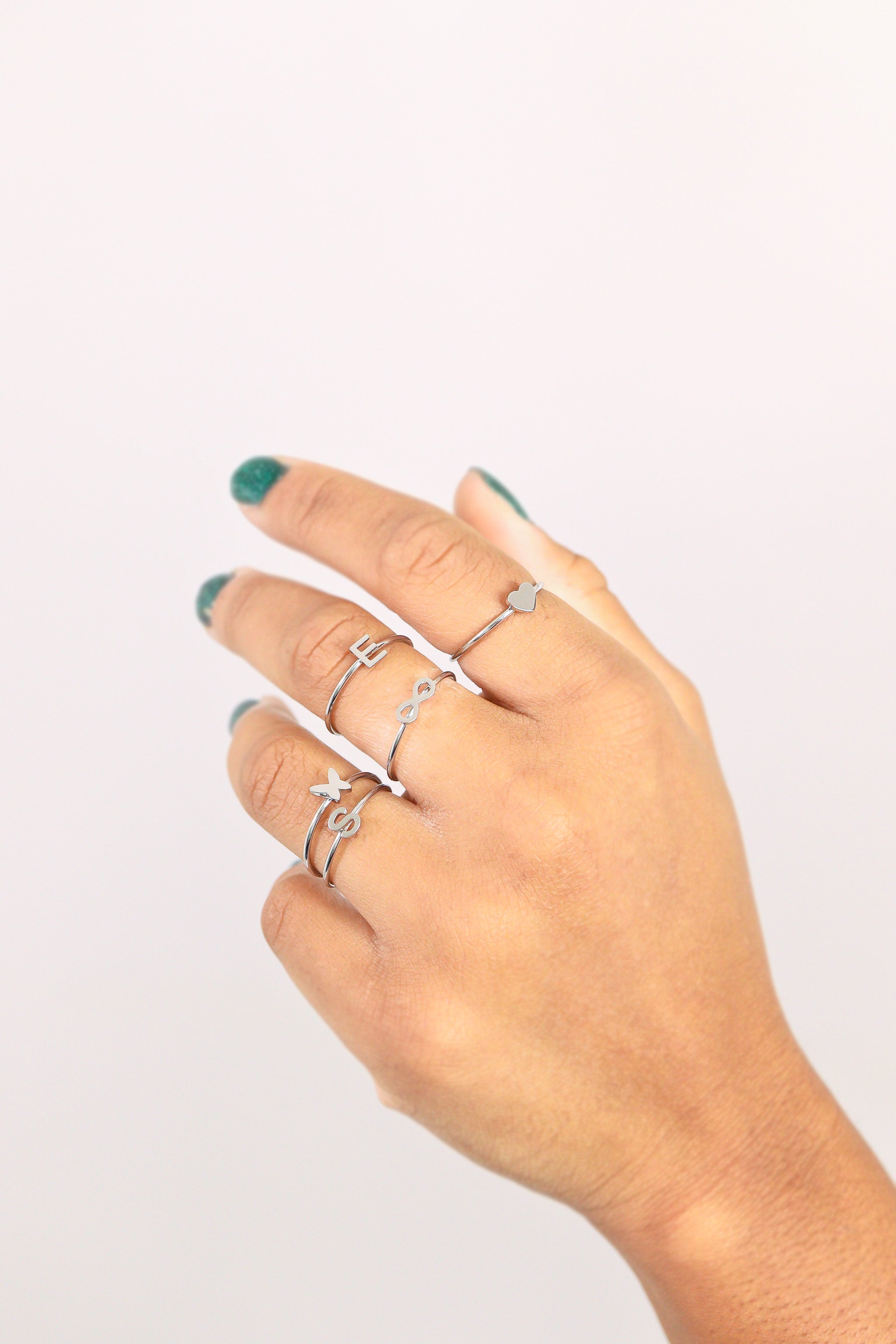 Stainless Steel Stacking Rings – Durable Personalized Initial Rings N-Z, Hypoallergenic 316L