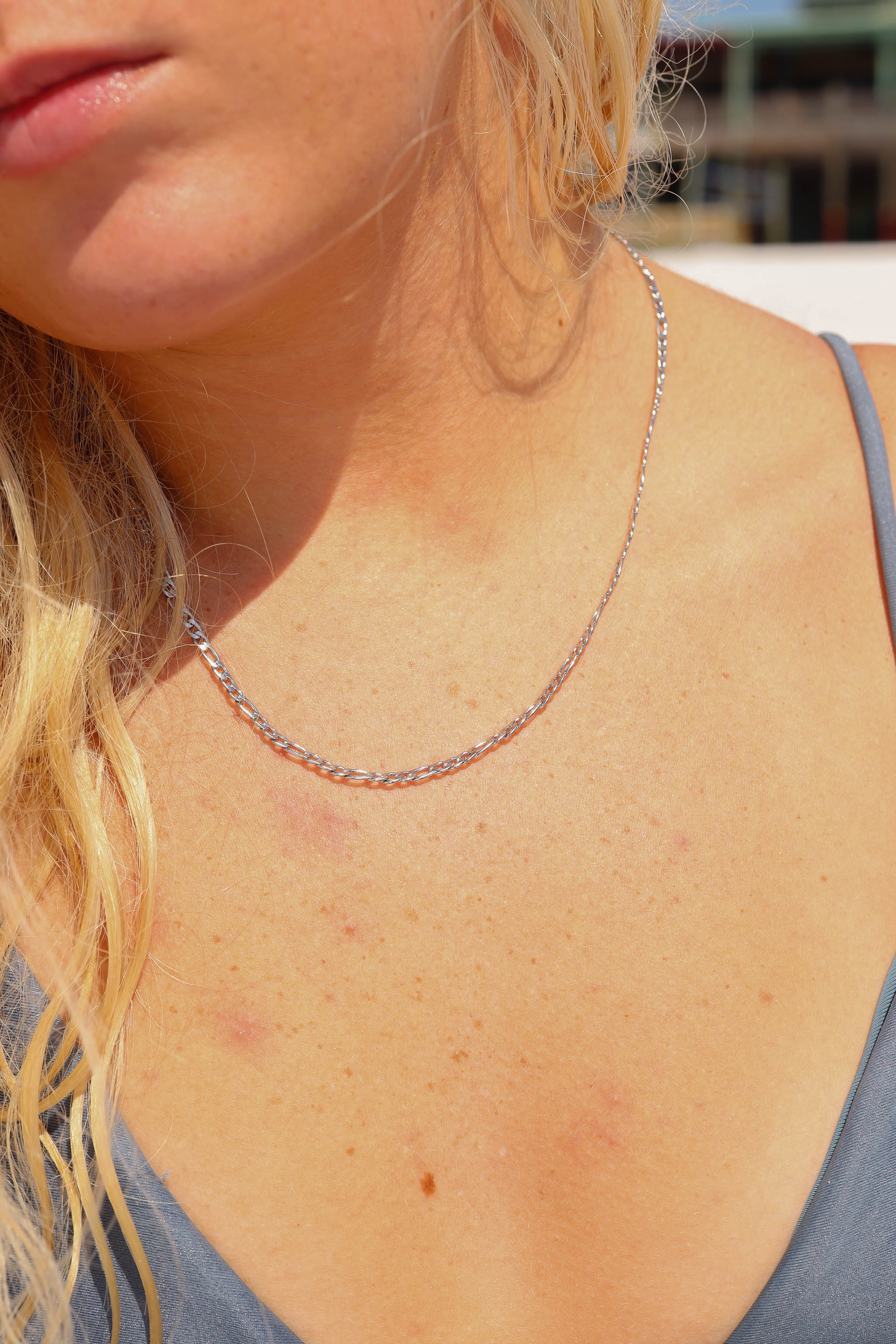 Stainless Steel Figaro Necklace – Durable Hypoallergenic Chain With Sleek Silver Links
