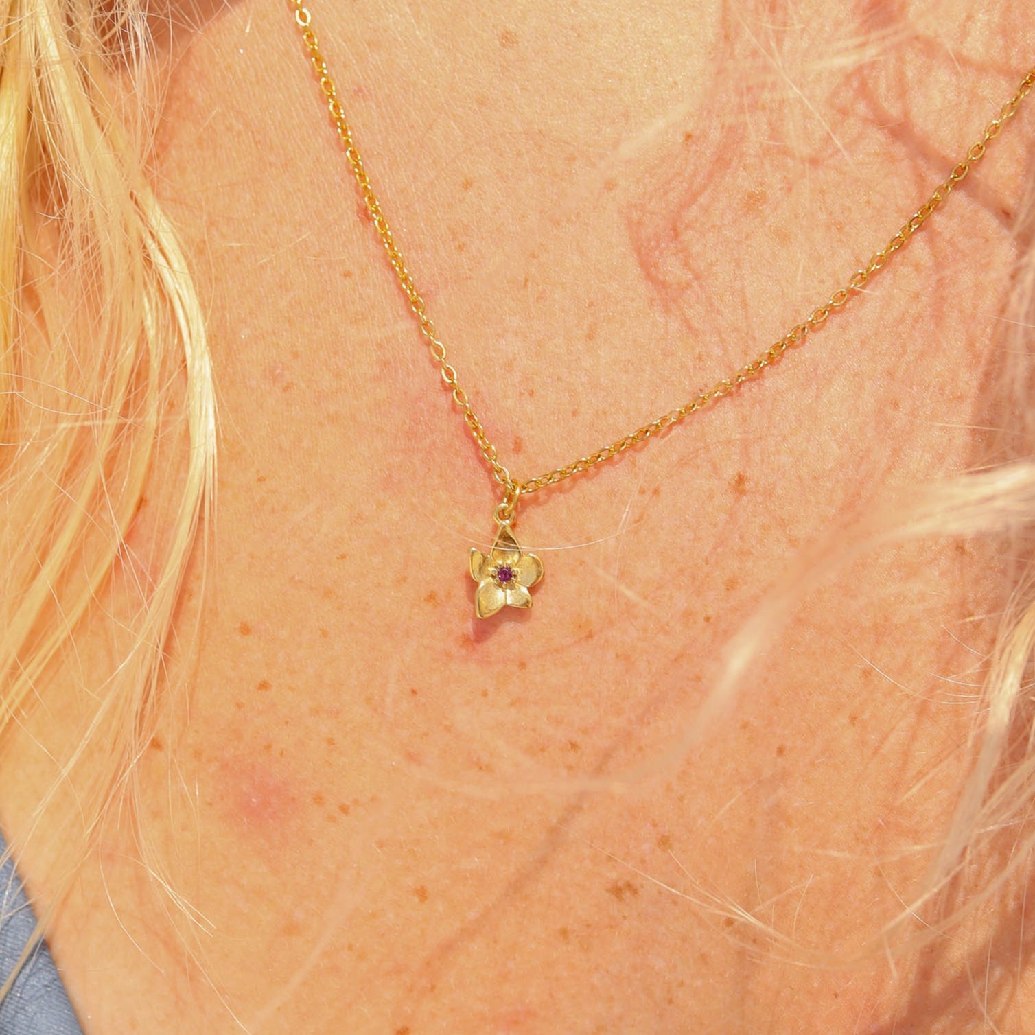 Birth Flower Charm – 18K Gold PVD Coated Pendant with Birthstone Sparkle