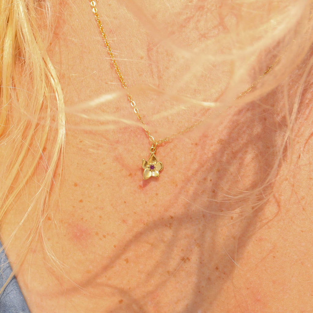 Birth Flower Charm – 18K Gold PVD Coated Pendant with Birthstone Sparkle