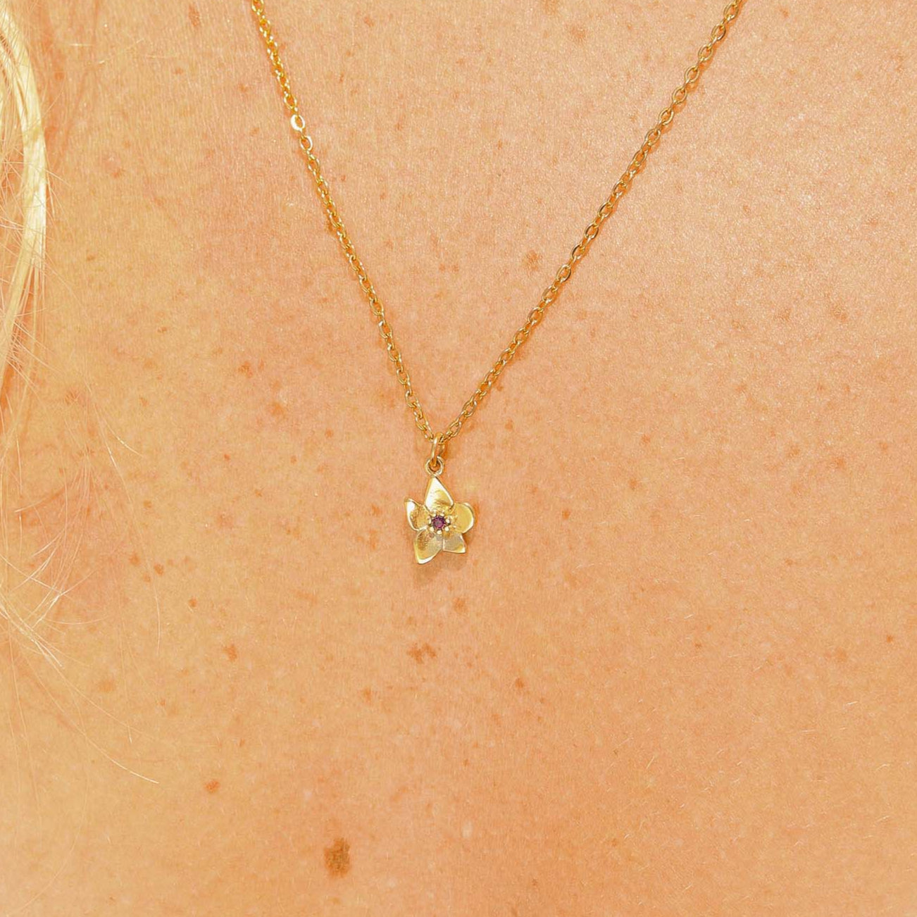 Birth Flower Charm – 18K Gold PVD Coated Pendant with Birthstone Sparkle