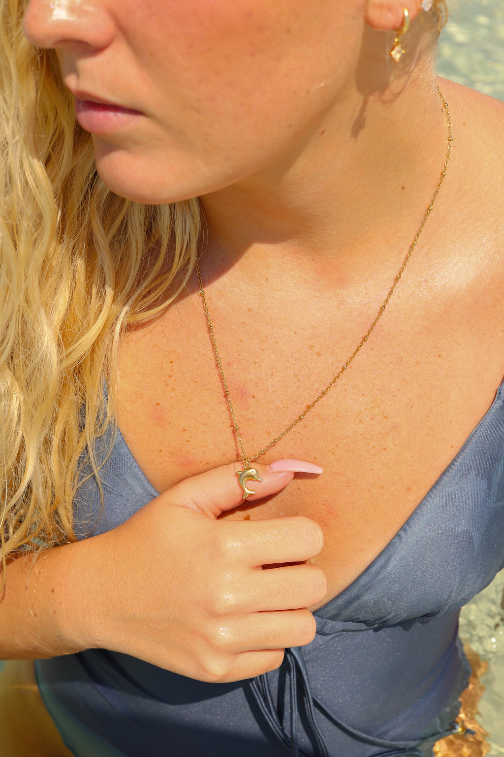 Gold Dolphin Charm – 18K Gold PVD Coated Stainless Steel Pendant Waterproof