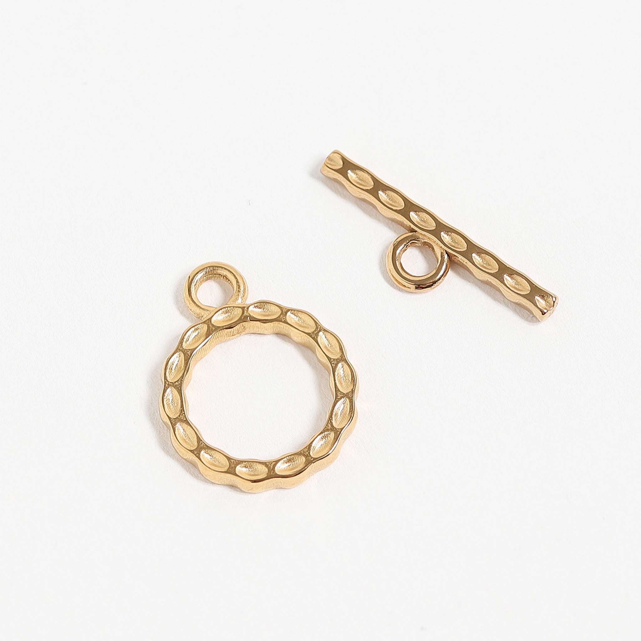 Gold Toggle Clasp – 18K Gold Jewelry Clasp | Textured Circle Stainless Steel Secure Fastener