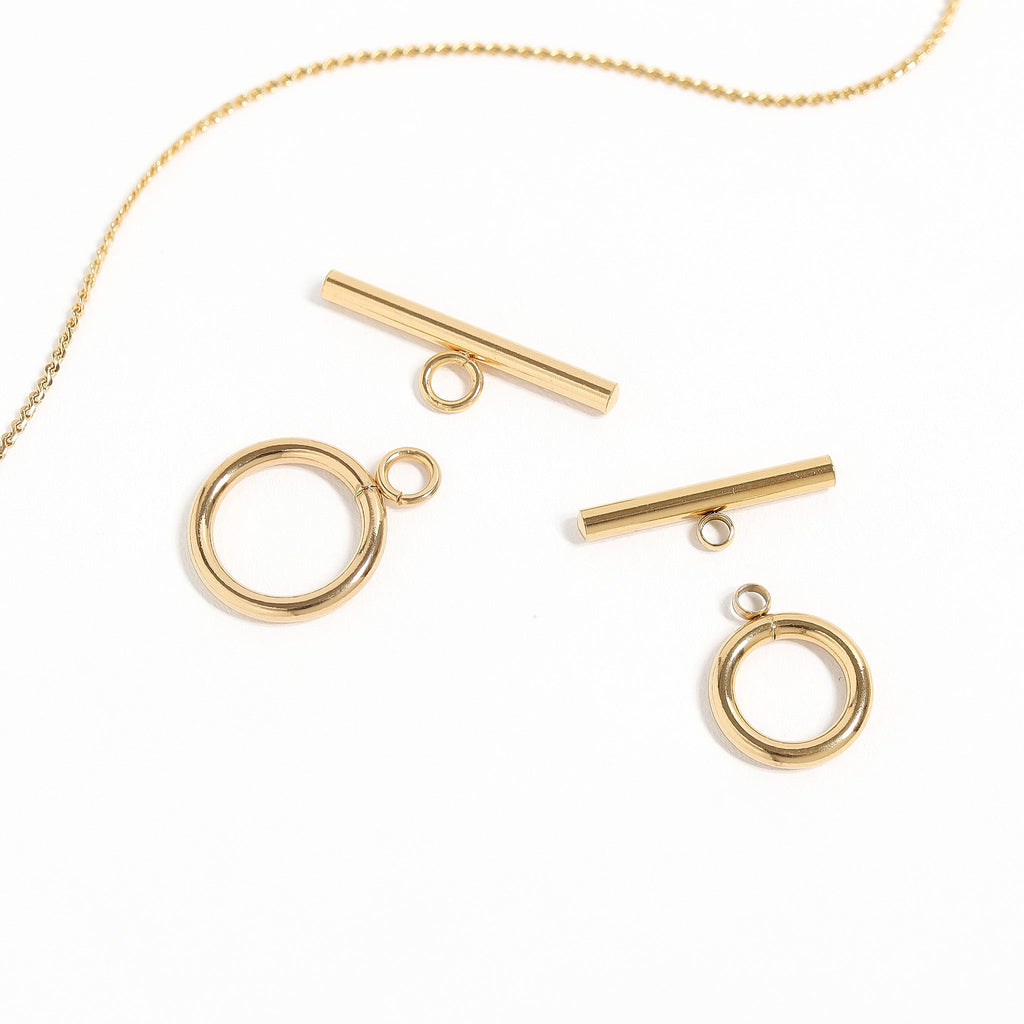 Gold Toggle Clasp - 18K PVD Coated Stainless Steel Circle Toggle Clasp for Jewelry