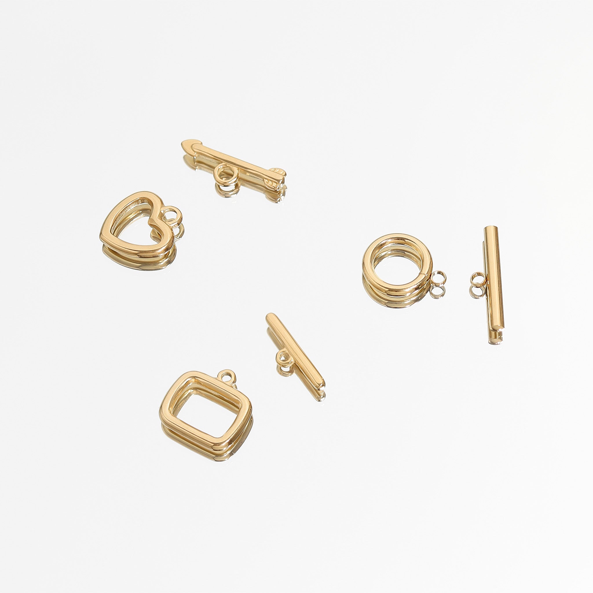 18K Gold Toggle Clasp – Stainless Steel Heart Arrow Secure Jewelry Fastener