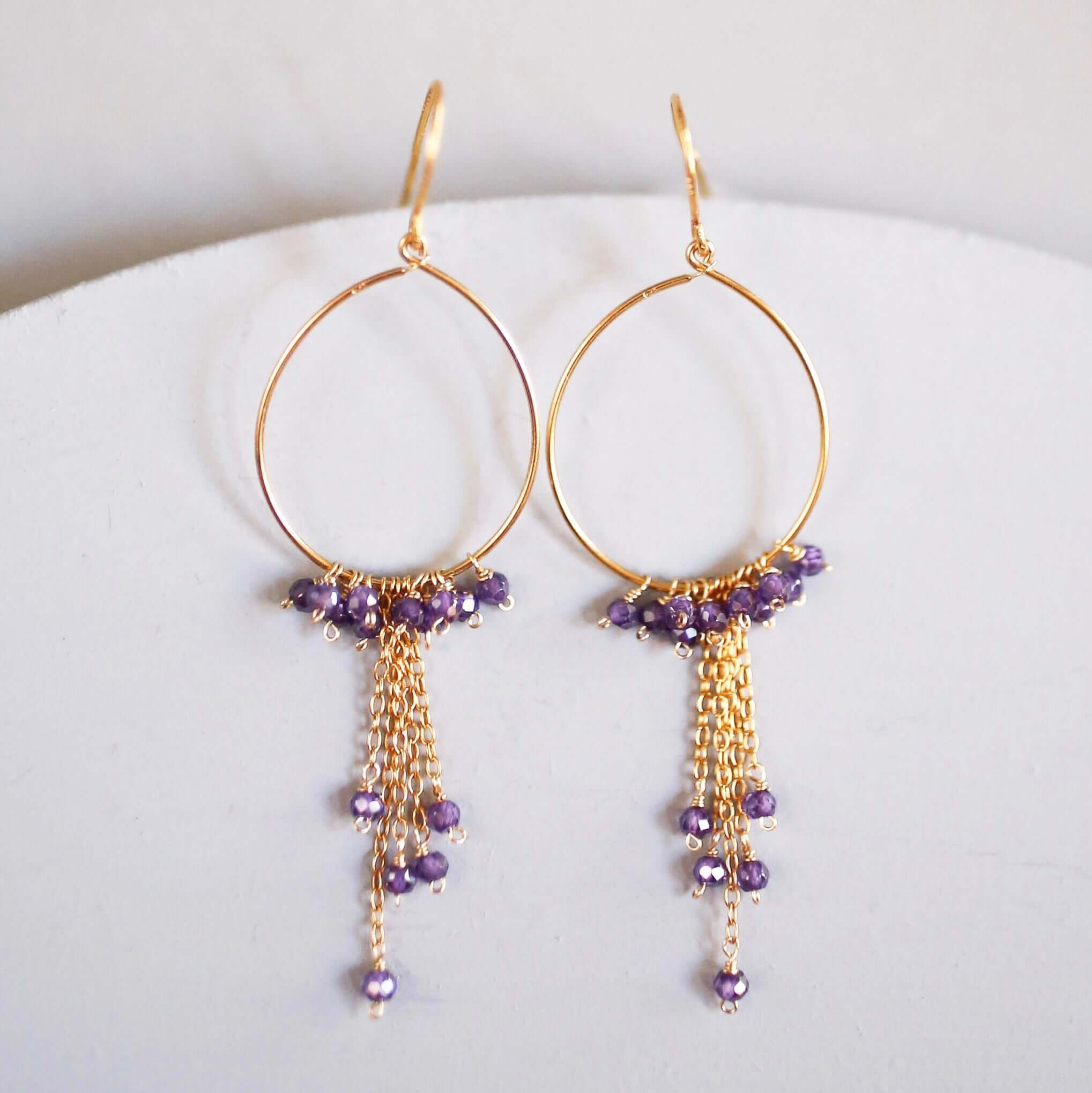 Green Apatite Earrings – Handmade Gold Hoops | Lightweight Dangle Jewelry