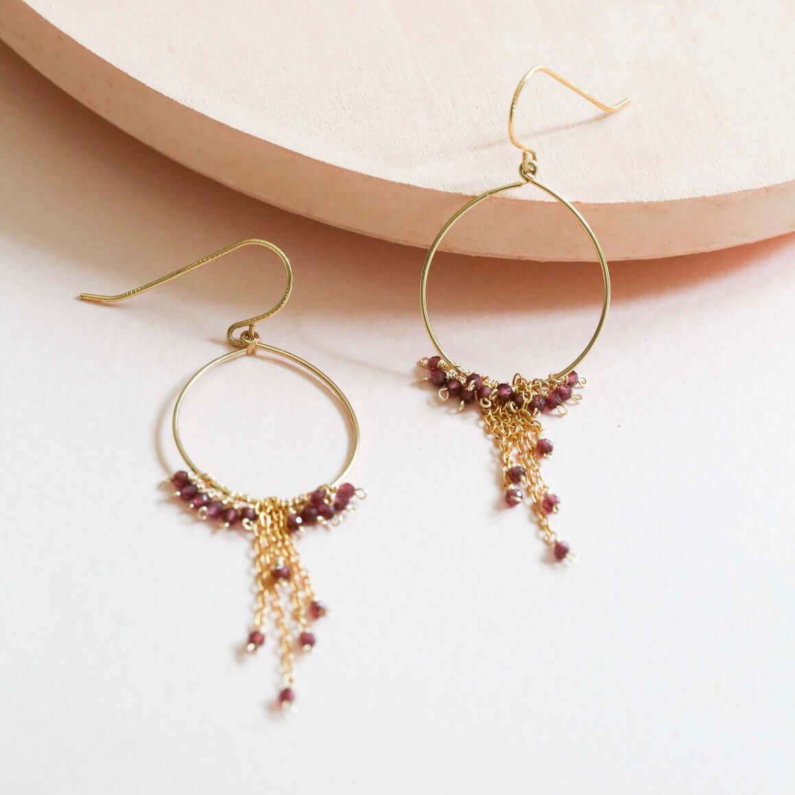 Green Apatite Earrings – Handmade Gold Hoops | Lightweight Dangle Jewelry
