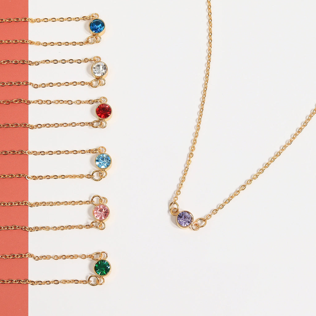 18K Gold PVD Stainless Steel Birthstone Connector Charm