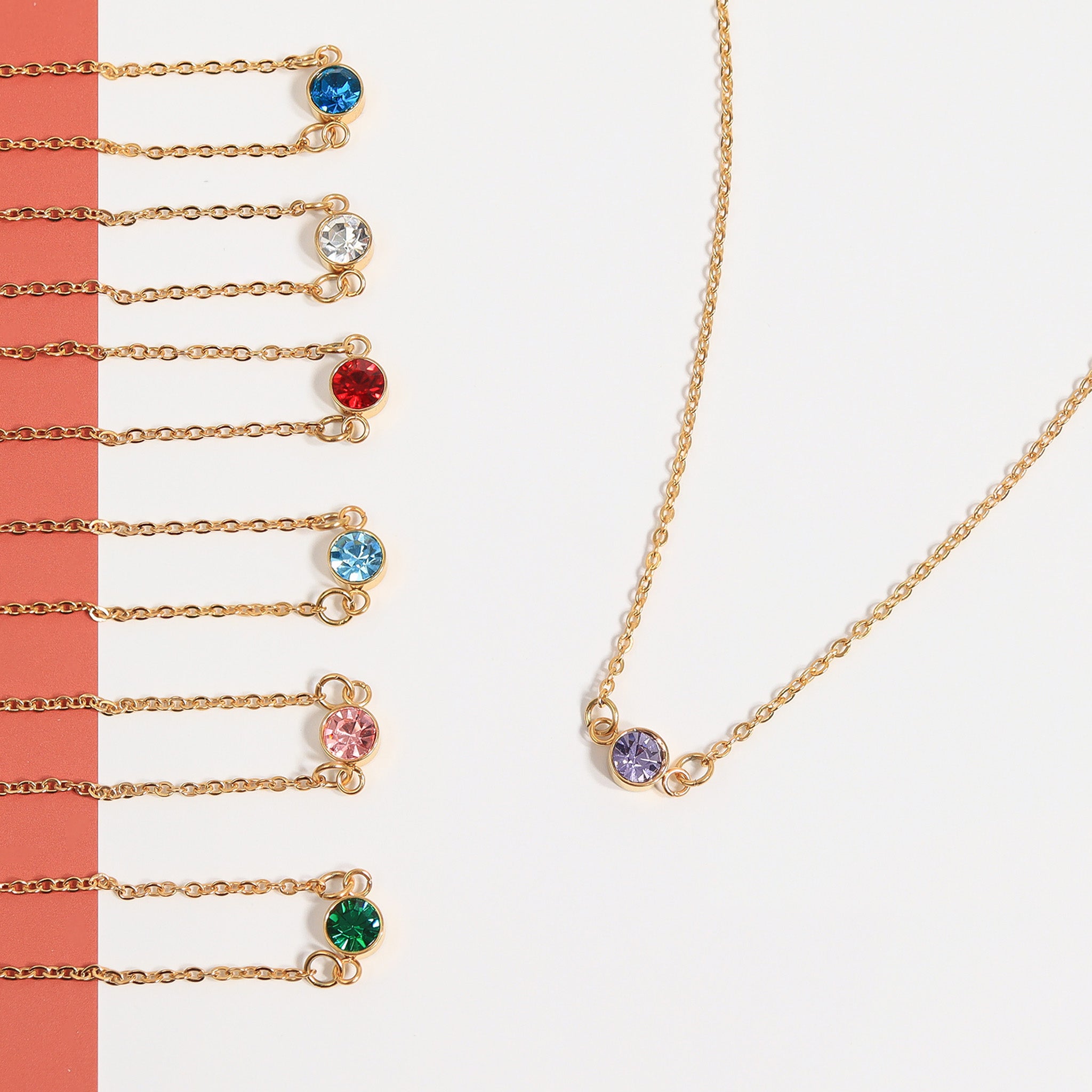 18K Gold PVD Stainless Steel Birthstone Connector Charm