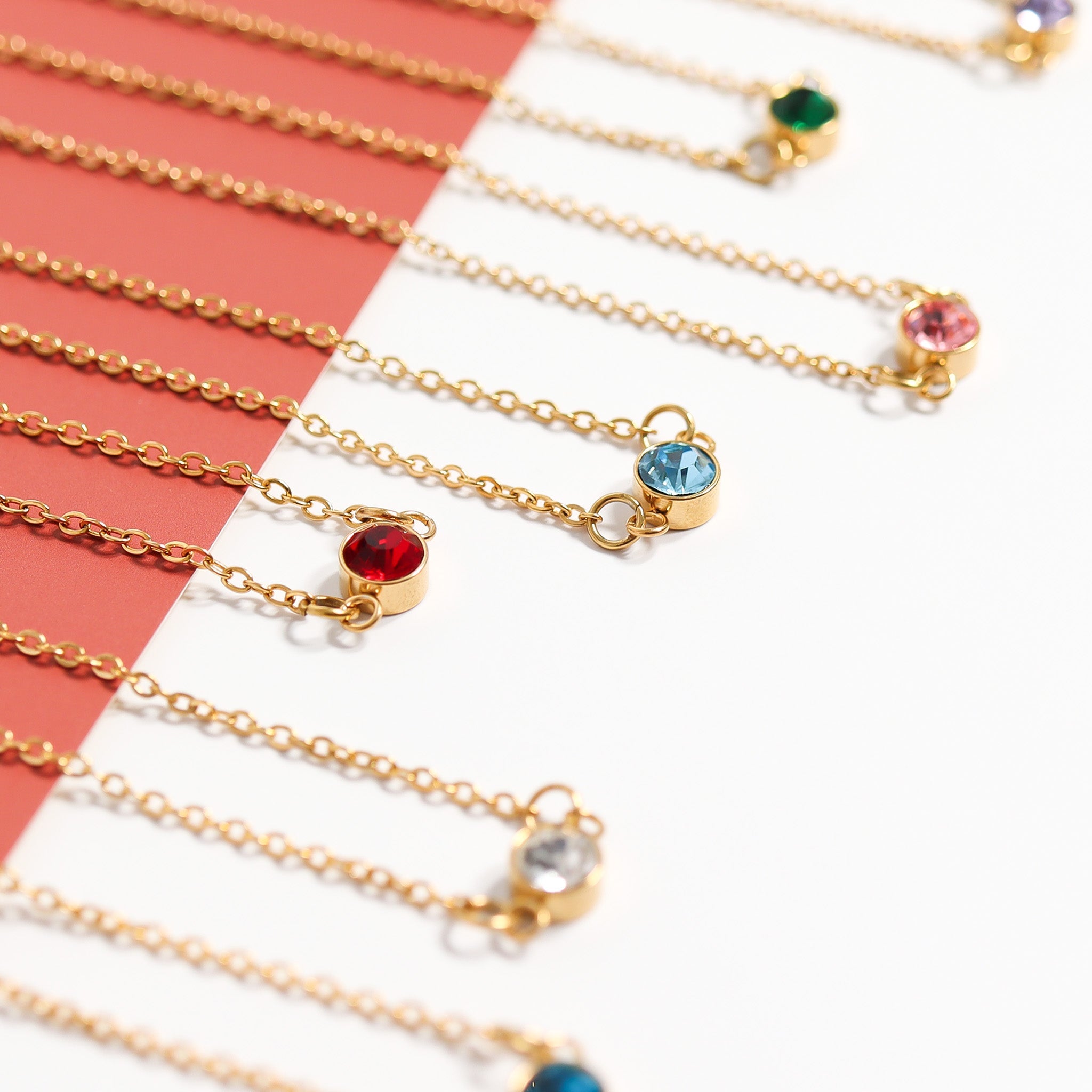 18K Gold PVD Stainless Steel Birthstone Connector Charm