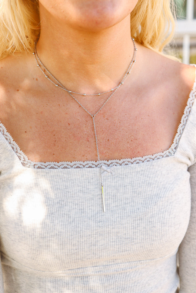Stainless Steel Satellite chain lariat necklace lifestyle