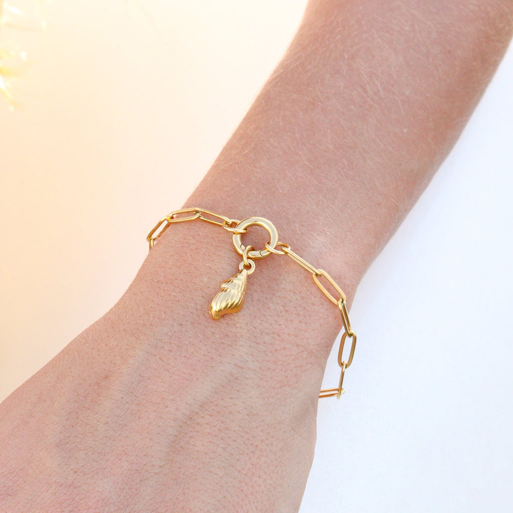 Gold Paperclip Bracelet – Durable Stainless Steel Charm Keeper Chain 18K Gold Jewelry